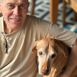 Constantine relaxing with his loyal companion